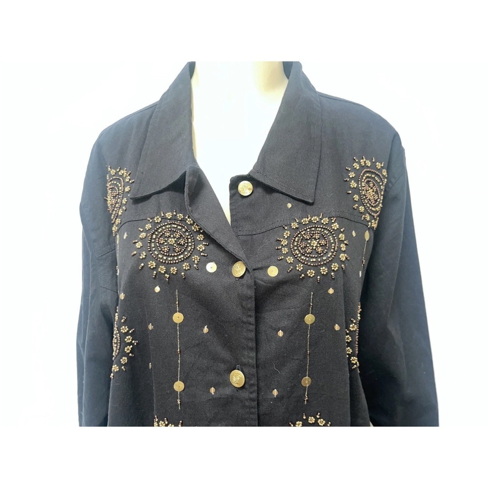 Quacker Factory Button Down Jacket Beaded Black S… - image 2